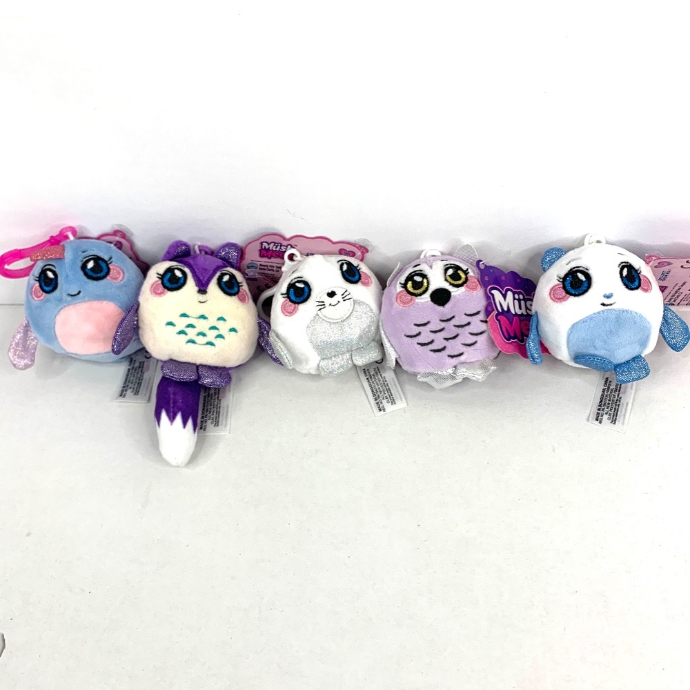 MUSHMEEZ animal Squishy owl plush moldable charm keychain pink fur toy anime